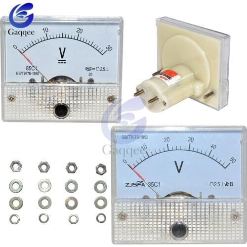 85C1 DC Analog Pointer Voltage Meter Panel 30V 50V Gauge Voltage Mechanical Voltage Meters
