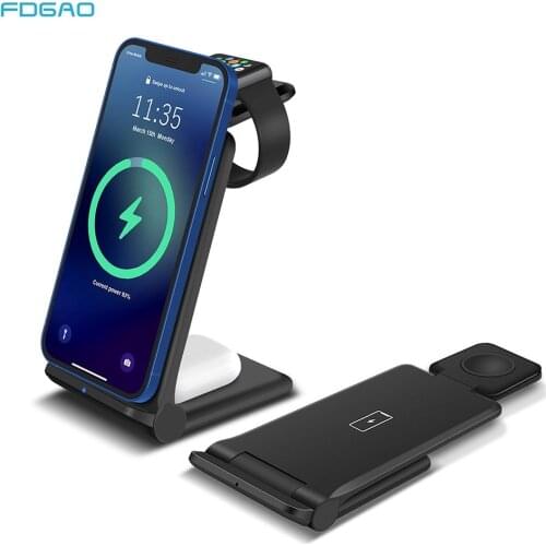 FDGAO 20W Qi Wireless Charger Stand 3 in 1 Fast Charging Station For iPhone 12 11 XS XR X 8 Apple iWatch SE 6 5 4 3 AirPods Pro