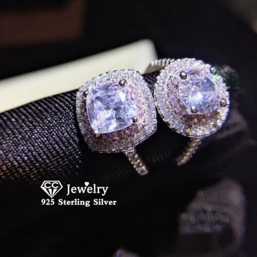 CC S925 Rings For Women Silver Cubic Zirconia Pink Diamant Luxury Fine Jewelry Wedding Propose Bague Bridal Ring CC593/630