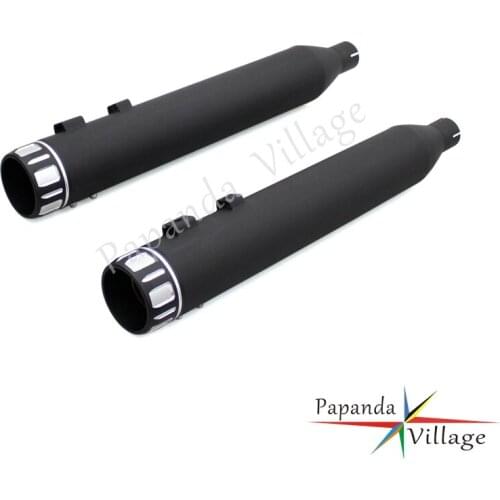 Papanda Motorcycle Black Steel Exhaust Mufflers Silencers Pipe for Harley Touring Road King Street Glide 1995-2016