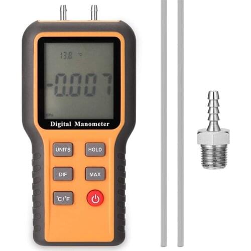 Digital Manometer LCD Display ℃ ℉ Switchable 12 Pressure Units Adjustable Indoor Temperature Measurement Tool Pipes