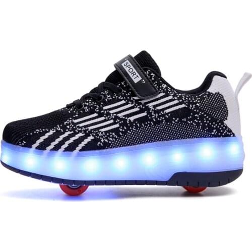Kids LED roller shoes for toddler boy girl children glowing light up usb luminous sneakers with wheels kids rollers skate shoes