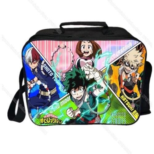 Kids My Hero Academia Season 5 Lunch Box Students Portable Thermal Food Storage Box Children Cartoon Anime Lunch Bag Picnic Case