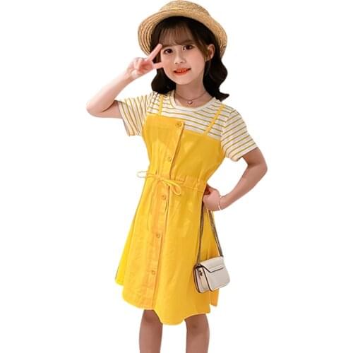 Dresses For Girls Striped Party Dress For Kids Girl Patchwork Kids Dress Summer Clothes For Girls 6 8 10 12 14