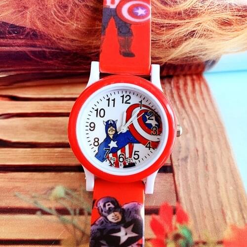 Captain America Silicone Printed Band Children Quartz Watch Boy Elementary School Student Casual Watch