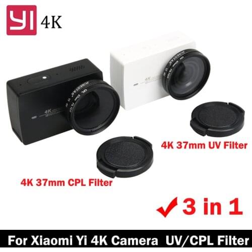 Xiaoyi 37mm CPL+UV Lens Filter for Xiaomi YI 4K Yi 2 Yi Lite Lens Protective Cap Adapter Ring Action Sports Camera accessories
