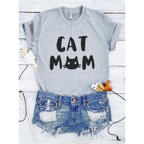 Cat Mom Fashion Funny Graphic Plus Size Women T Shirt Harajuku Short Sleeve Mama Top Tees O Neck 100% Cotton Mother Casual Shirt