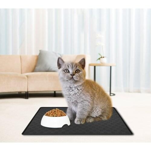 Pet Food Mat Pet Placemat For Puppy Pet Bowl Pad Dogs and Cats Waterproof Feeding Mat Prevent Food and Water Overflow Silicone