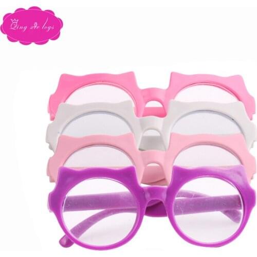 Doll accessories cat style glasses 4 colors fit 18 inch Girl dolls and 43 cm baby dolls accessories c441-c444