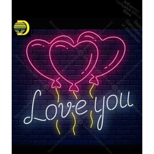 Love you Neon Sign Glass Tube balloon Handcraft Wedding Lights Guitar Store Display Custom Business Signs Guitar Store Display