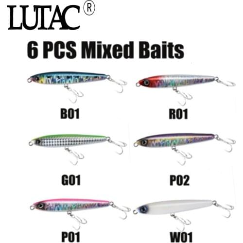 LUTAC 6PCS/Lot Pencil Lure Stickbait 85mm 25g Wobbler Fishing Tackle Hard Bait
