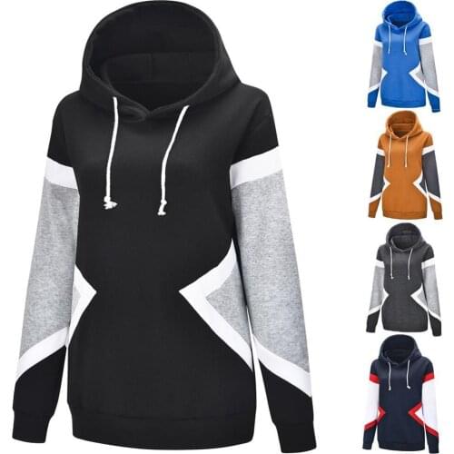 Fashion Unisex Color Block Long Sleeve Drawstring Hooded Sweatshirt Warm Hoodie Pullover Hoody Sports Sweatshirts