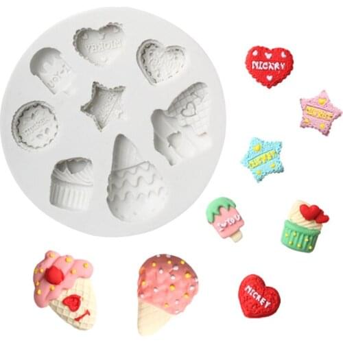 Ice cream love cake candy chocolate mold turn sugar cake silicone mold home baking tools