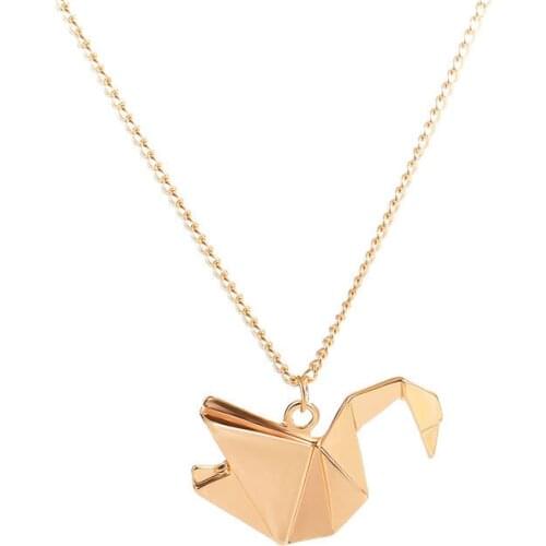 Cartoon Peace Dove Animals Cute Paper Crane Pendant Long Thin Chain Black Silver Plated Golden Necklaces For Women