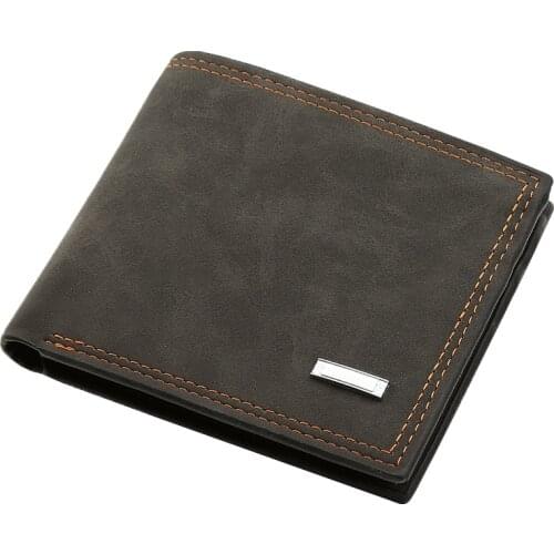 Mens Short Wallet with Zipper Vintage Mens Multi-Card Soft Leather Wallet