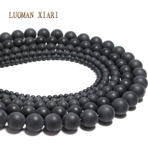 Wholesale Natural Black Black Dull Polish Agat Stone Beads For Jewelry Making DIY Bracelet Necklace 4/6/8/10/12 mm Strand 15