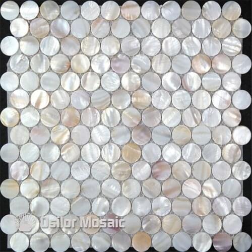 Natural color 100% Chinese freshwater shell mother of pearl mosaic tile for interior house decoration round chips wall tiles