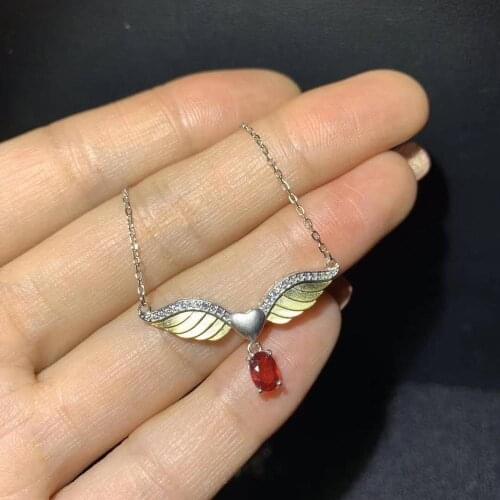 Natural Real Ruby necklace pendant S925 sterling silver Natural real ruby Pendant