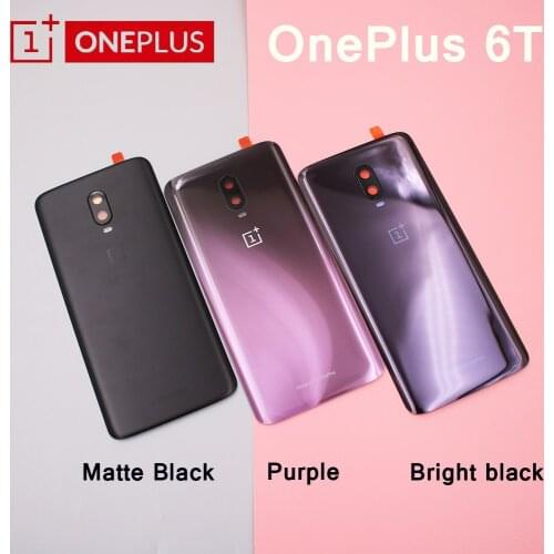 New Oneplus 6T Glass Back Rear Panel Door Housing Cover Replacement Battery Case Repair Parts For OnePlus 1+ 6t With Camera Lens
