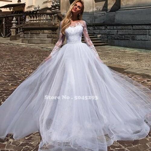 Charming Two Pieces 2 In 1 Mermaid Wedding Dresses Lace Appliques Long Sleeve Bridal Gown with Detachable Train Vestido De Noiva