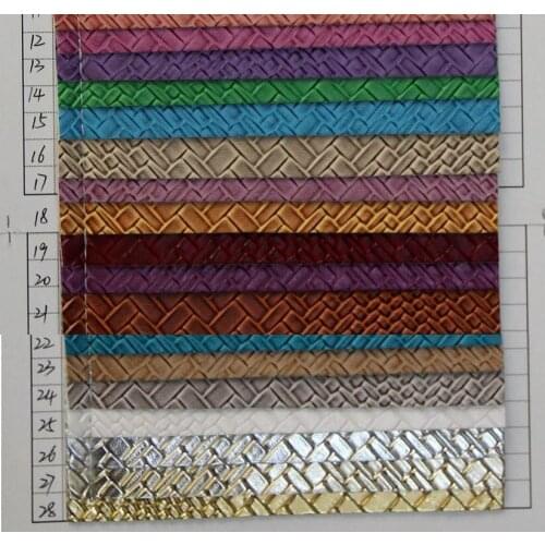 Semi PU artificial leather fabric colored woven pattern leather bags handbags leather fabric home decoration material