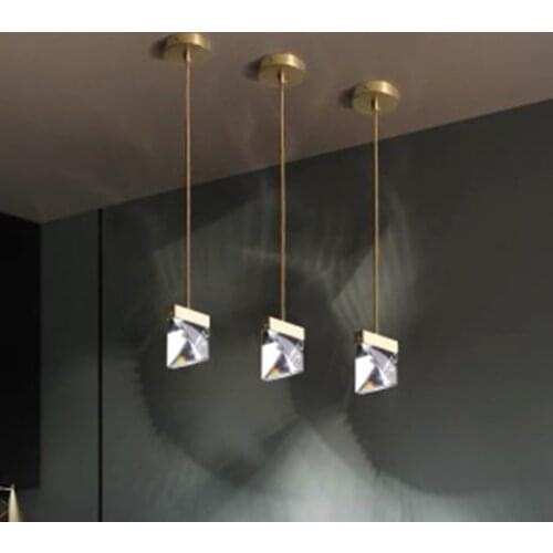 Postmodern Nordic minimalist crystal chandelier light luxury art diamond restaurant bedroom bedside led hanging light fixtures