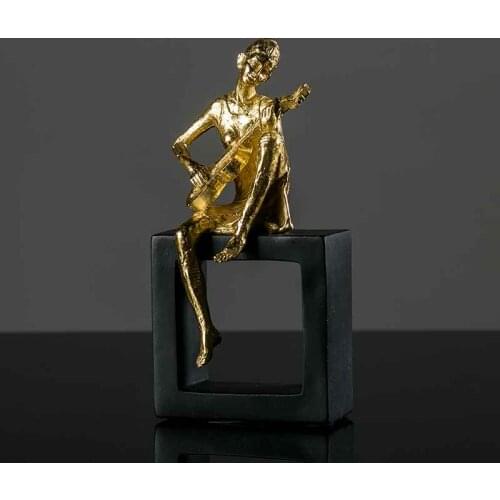 SALES MUSIC MAN GOLDEN PLATING DESKTOP ORNAMENT CREATIVE HOME ACCESSORIES RESIN BEDROOM FURNISHING, BEST GIFT R108