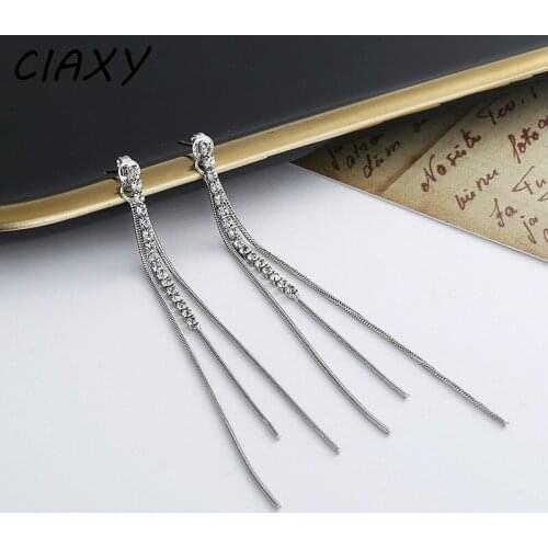 CIAXY 925 Sterling Silver Two Wearing Tassel Earrings for Women Shiny Zircon After Hanging Long Earring Summer Jewelry