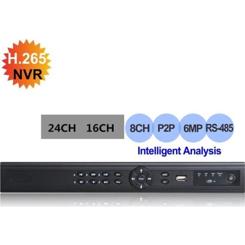 H.265 CCTV NVR Security Network Video Surveillance Recorder 8CH 16CH 24CH 6MP Output Face Detection Motion Detection ONVIF P2P