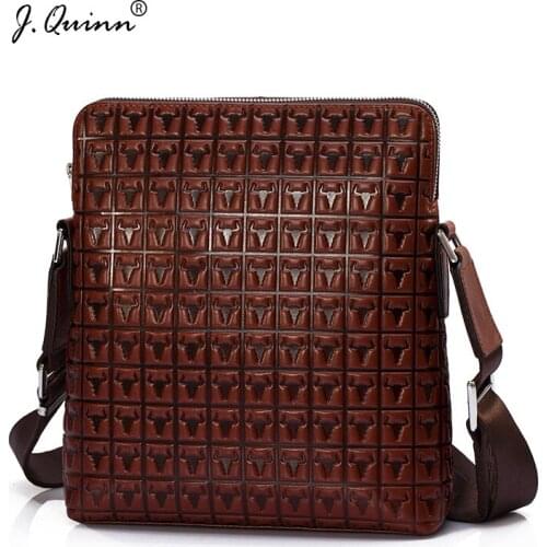J.Quinn Male Female Cow Leather Crossbody Shoulder Bag for Men Women Casual Messenger Bags Genuine Leather Retro Fashion Design