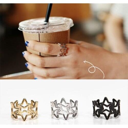 Timlee R041 New Simple Personality Hollowing Out Five-pointed Star Alloy Finger Rings,Fashion Accessories Wholesale