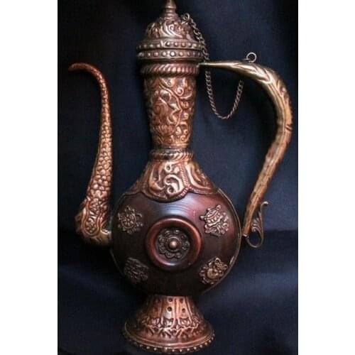 HDC0656 Tibet traditional brass wine kettle,12'',carved lucky BabaoTea pot,5'',Home decor crafts,low MOQ,free ship