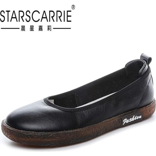 Spring leather cattle tendon soft sole womens shoes light mouth retro forest womens flat shoes for pregnant women