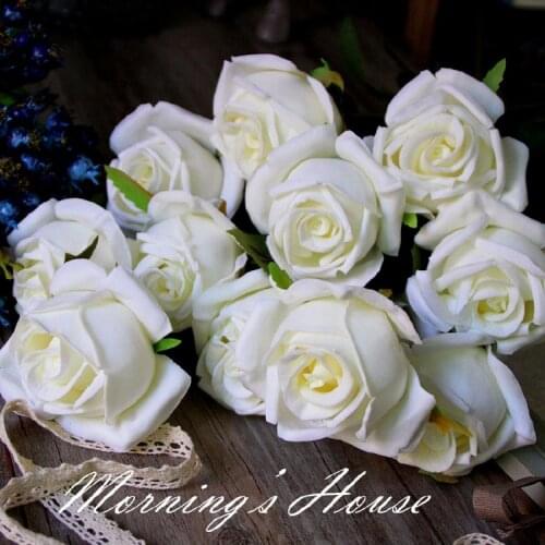 Top Quality Milk White Real Touch PU Latex Rose Flowers Artificial Decorative Fake Flowers Craft Ornament For Home Decor