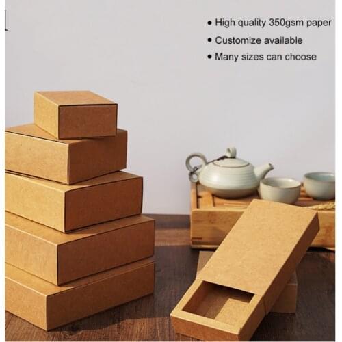 Kraft Paper Drawer Box Gift Candy Tea Biscuit Cake Snack Chocolate Handmade Soap Packing Boxes 20Pcs