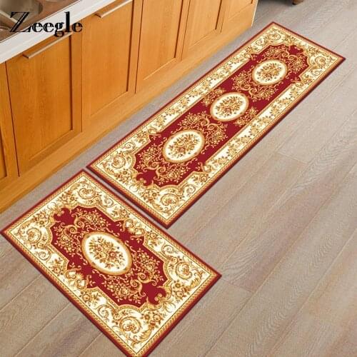 Zeegle European Jacquard Printed Carpets For Living Kitchen Home Decor Anti-Slip Welcome Floor Carpets Quadrate Rug Bath Mat