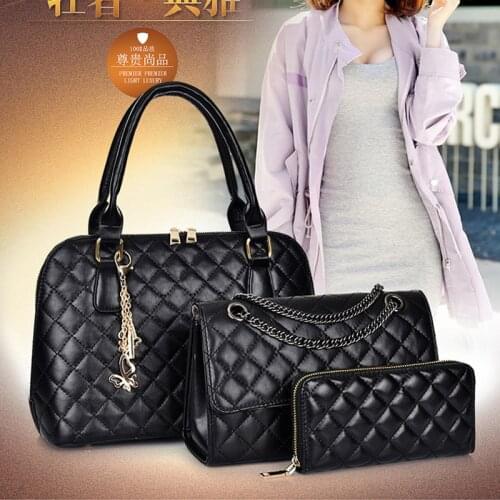 Classic Diamond Pattern Women Plaid Messenger Bag Handbag Characters Zipper Female 3 Purse Set Shell Ladies Big Tote Bags