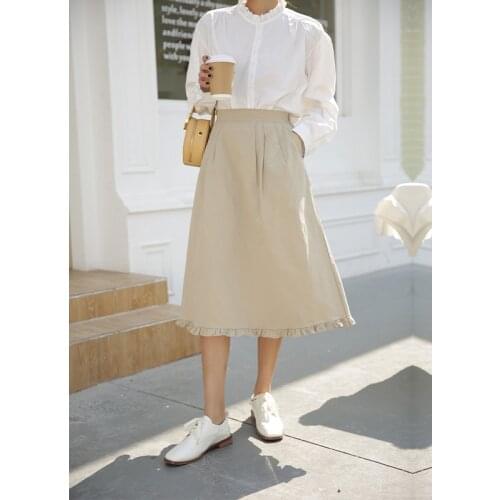Ruffles High-waisted Skirt Women 2021 Spring New Korean Suit Skirt Loose Thin Medium-length A-Line Skirt mujer faldas
