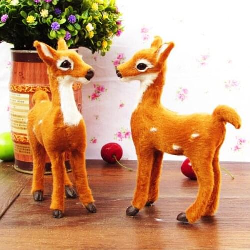 Mini deer 12x4x16cm fur sika deer hard model one lot/ 2 pieces ,handicraft decoration gift h1251