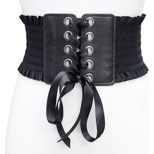 10pcs/lot Women Ladies Fashion Stretch Belt Tassels Elastic Buckle Wide Dress Corset Waistband 5colors