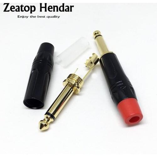 10Pcs High Quality 1/4" 6.35MM 2 Pole Mono Male Jack Adapter 6.35MM Soldering Plug DIY Guitar Connector