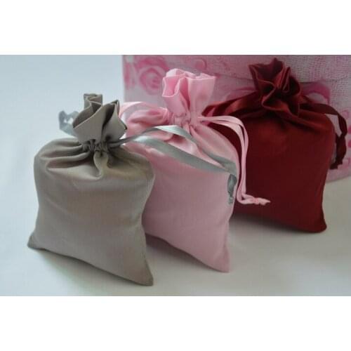 100pcs CBRL small Satin drawstring pouches Satin jewelry pouches Satin gift pouches bags custom logo toiletry bag gift bag