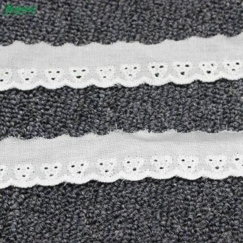 14 Yds Cotton Lace Eyelet Embroidered Lace Fabrics White Black Swiss Cotton Voile Appliqued 3D Flower Trims Diy 2.5cm