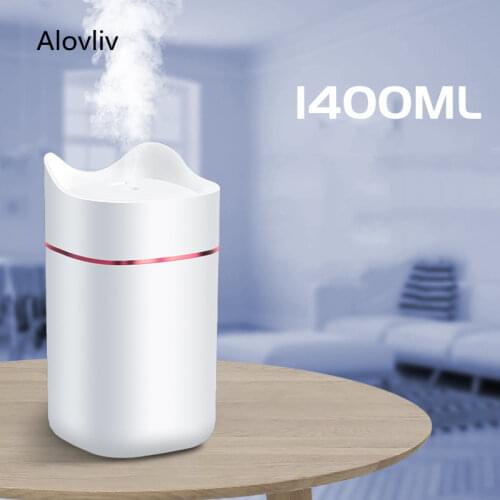 1400ml Cute Cat USB Air Humidifier Ultrasonic Aroma Diffuser Mist Maker with 7 Colors LED Night Lamps Mini Home Air Purifier