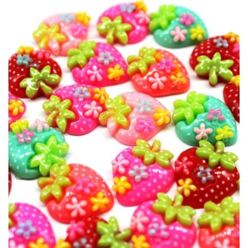 15pcs Cabochon / Strawberry Fruit Cabochons Colorful Mix 16mm Fairy Kei Decoden Kawaii Scrapbooking