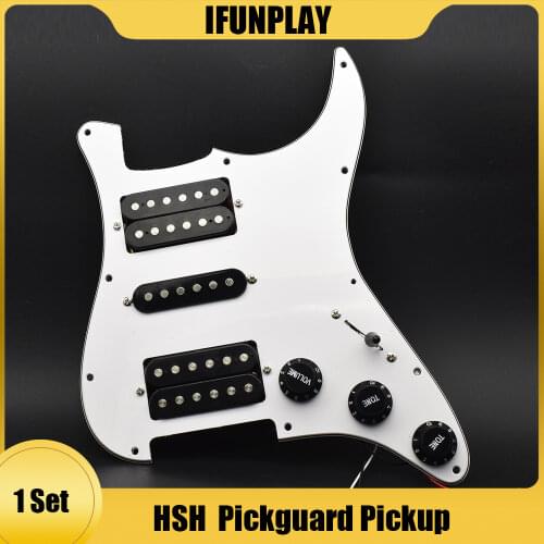 3-ply HSH Loaded Prewired Electric Guitar Pickguard Pickup for FD ST Style Electric Guitar White with Black Guitar Parts
