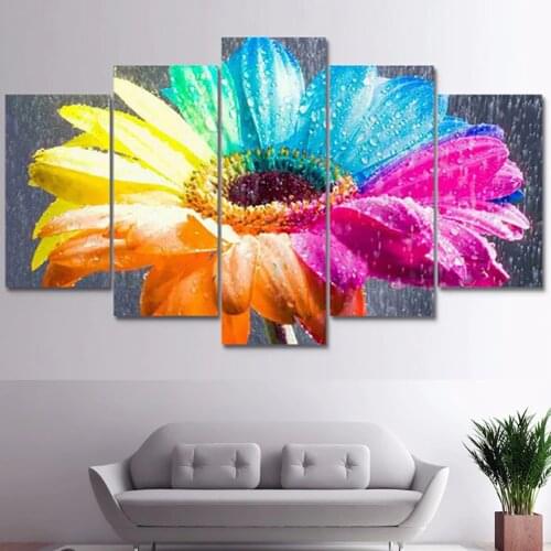 5 pcs,Full Square 5D DIY Diamond Painting Colorful Flowers diamond Embroidery Cross Stitch Rhinestones Y2581