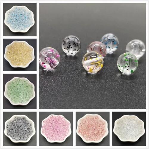 8mm Transparent Acrylic Glitter Beads For Jewelry Making Accessories Necklace Handmade Loose Round Beads Wholesale,50pcs/lot