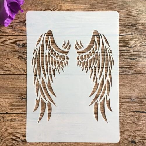 A4 29 * 21cm Angel wings Mandala DIY Stencils Wall Painting Scrapbook Coloring Embossing Album Decorative Paper Card Template