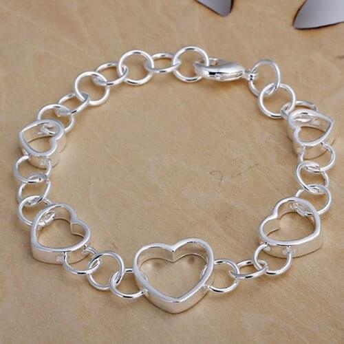 Bracelet Silver Plated Bracelet Silver Trendy Jewelry Bracelet Hollow Heart Jewelry Wholesale Free Shipping zman LH141